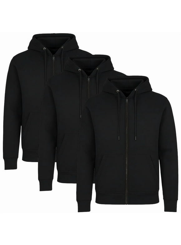3-Pack Men’s Fleece-Lined Full-Zip Hoodie (S-3XL)