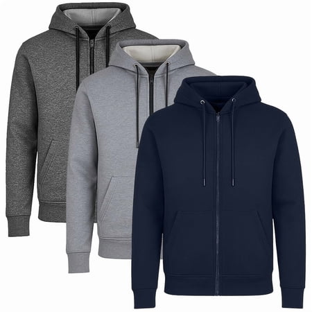 Galaxy by Harvic 3-Pack Men’s Fleece-Lined Full-Zip Hoodie (S-3XL)