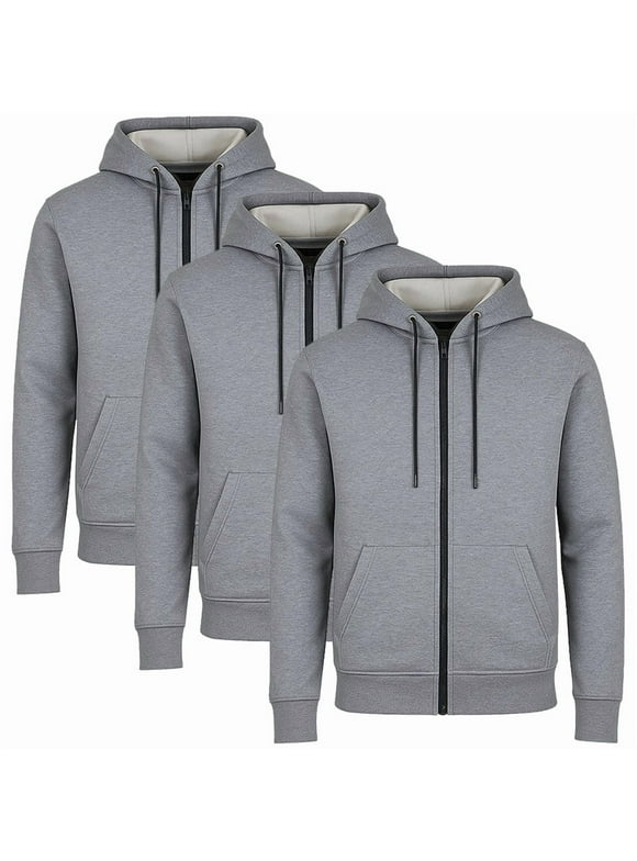 3-Pack Men’s Fleece-Lined Full-Zip Hoodie (S-3XL)