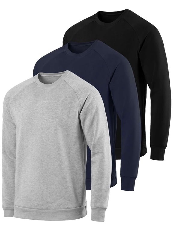 3 Pack Men's Fleece Pullover Sweatshirt Long Sleeve Crewneck Soft Sweater