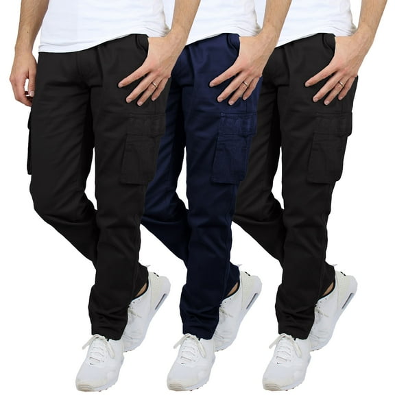 3-Pack Men's Flex-Stretch Cotton Cargo Pants, 31-Inch Inseam - Comfortable and Durable