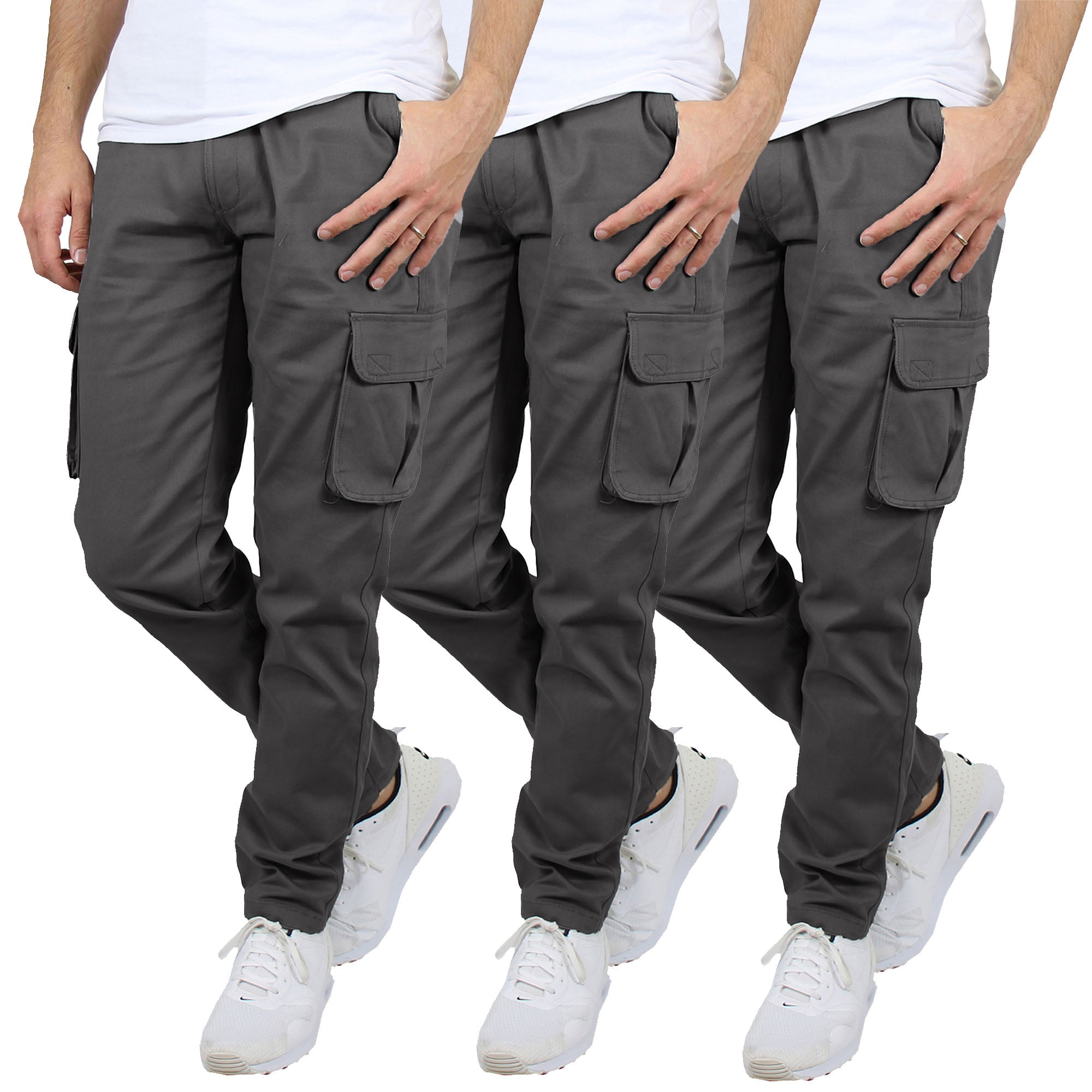 3-Pack Men's Flex-Stretch Cotton Cargo Pants, 31-Inch Inseam