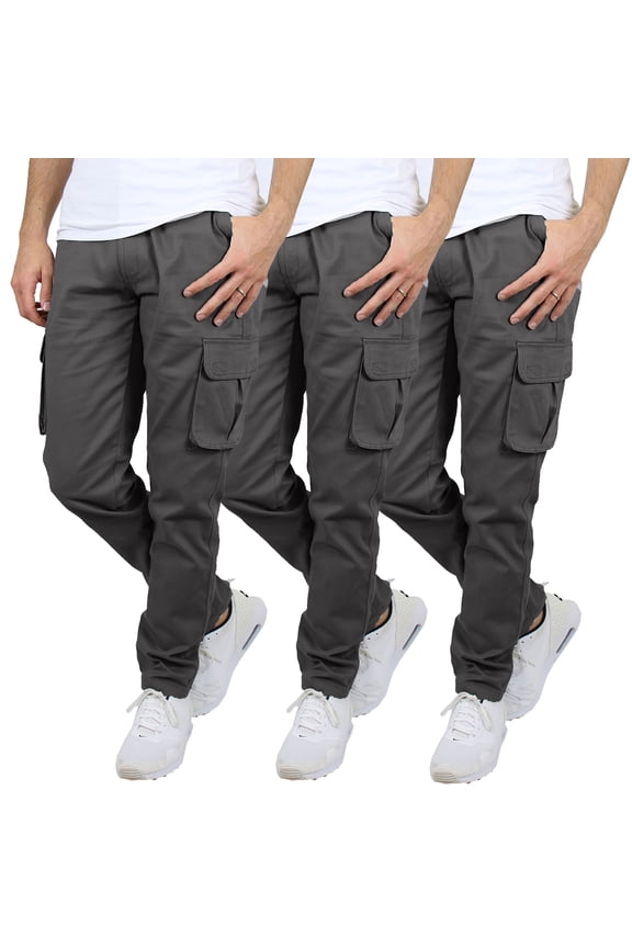 3-Pack Men's Flex-Stretch Cotton Cargo Pants, 31-Inch Inseam - Comfortable and Durable