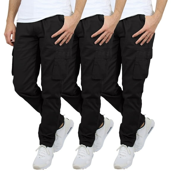 3-Pack Men's Flex-Stretch Cotton Cargo Pants, 31-Inch Inseam - Comfortable and Durable