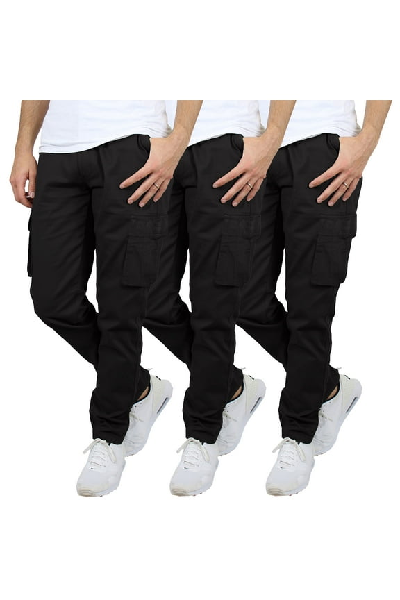 3-Pack Men's Flex-Stretch Cotton Cargo Pants, 31-Inch Inseam - Comfortable and Durable