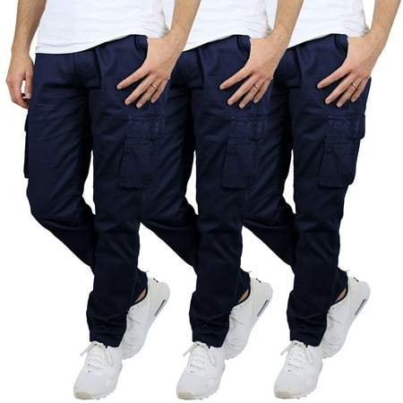 3-Pack Men's Flex-Stretch Cotton Cargo Pants, 31-Inch Inseam - Comfortable and Durable