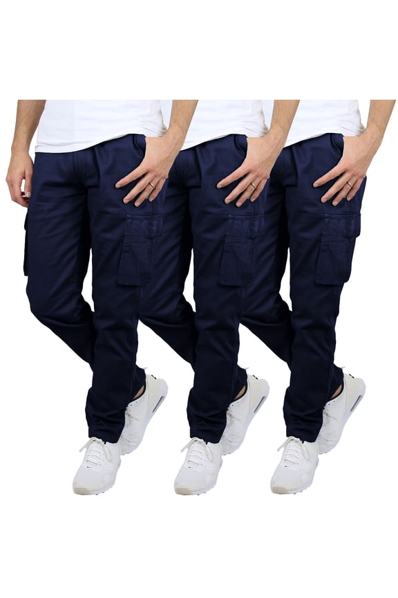 3-Pack Men's Flex-Stretch Cotton Cargo Pants, 31-Inch Inseam - Comfortable and Durable