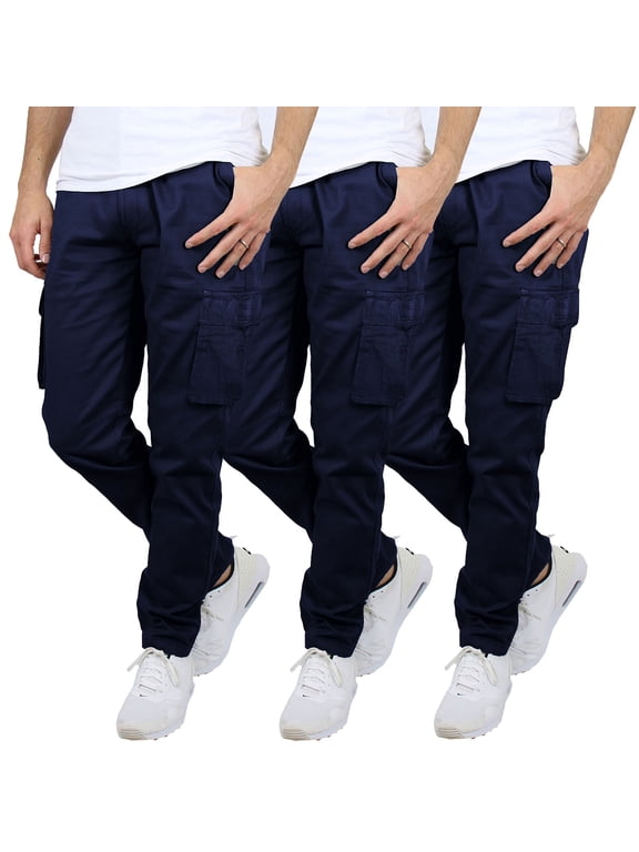 3-Pack Men's Flex-Stretch Cotton Cargo Pants, 31-Inch Inseam - Comfortable and Durable