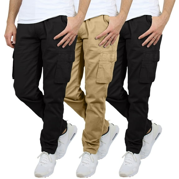 3-Pack Men's Flex-Stretch Cotton Cargo Pants, 31-Inch Inseam - Comfortable and Durable