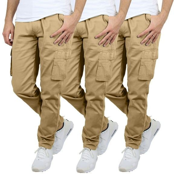 3-Pack Men's Flex-Stretch Cotton Cargo Pants, 31-Inch Inseam - Comfortable and Durable
