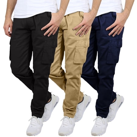 3-Pack Men's Flex-Stretch Cotton Cargo Pants, 31-Inch Inseam - Comfortable and Durable