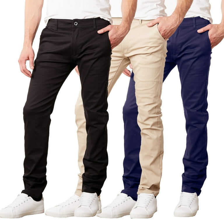 3-Pack Men's Flex Stretch Slim Fit Cotton Everyday Chino Pants (31