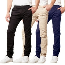 3-Pack Men's Flex Stretch Slim Fit Cotton Everyday Chino Pants (31" Inseam)