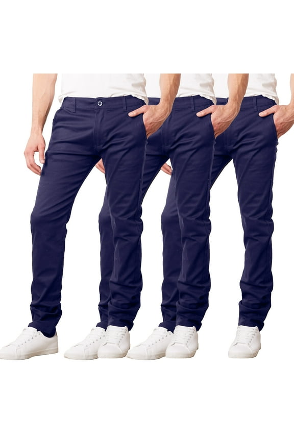 3-Pack Men's Flex Stretch Slim Fit Cotton Everyday Chino Pants (31" Inseam)