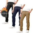 thumbnail image 1 of 3-Pack Men’s Heavyweight Fleece-Lined Stretch Chino Uniform Work Pants (31” Inseam), 1 of 4