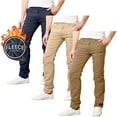 thumbnail image 1 of 3-Pack Men’s Heavyweight Fleece-Lined Stretch Chino Uniform Work Pants (31” Inseam), 1 of 4