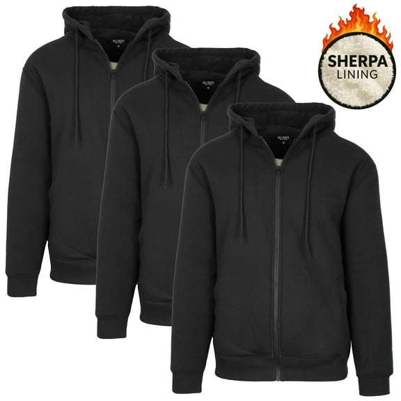 3-Pack Men's Heavyweight Sherpa Fleece-Lined Full Zip Hoodie (M-2XL)