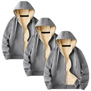 GALAXY BY HARVIC 3-Pack Men's Heavyweight Sherpa Fleece-Lined Full Zip Hoodie (M-2XL)