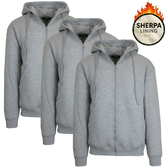 3-Pack Men's Heavyweight Sherpa Fleece-Lined Full Zip Hoodie (M-2XL)