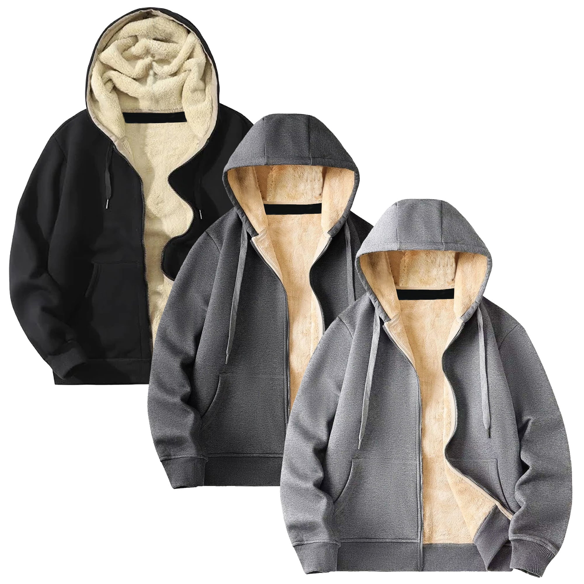 3-Pack Men's Fleece-Lined Full-Zip Hoodie (S-2XL) - Walmart.com 3-Pack Men's Fleece-Lined Full-Zip Hoodie (S-2XL) - Walmart.com