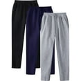thumbnail image 1 of 3 Pack: Men's Jogger Solid Color Active Athletic Lightweight Breathable Sweatpants With Pockets D-Navy, 1 of 8