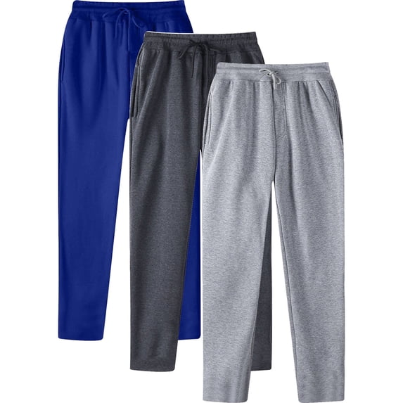 3 Pack: Men's Jogger Solid Color Active Athletic Sweatpants With Pockets J-Blue