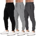 thumbnail image 1 of 3 Pack Men's Joggers with Pockets – Fleece Mens Sweatpants with Zipper, Gym Joggers Men, Workout Sweat Pants, 1 of 1