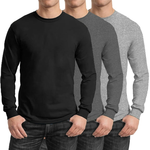 3-Pack Men's Long Sleeve Crew Neck Tee (S-2XL)