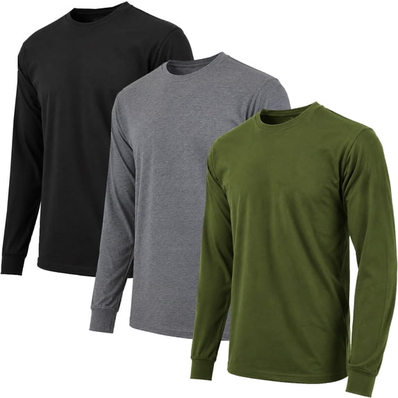 3-Pack Men's Long Sleeve Crew Neck Tee (S-2XL)