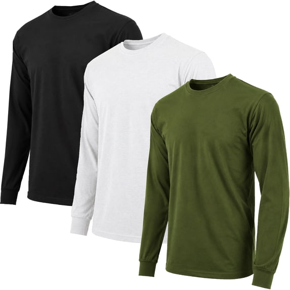 3-Pack Men's Long Sleeve Crew Neck Tee (S-2XL)