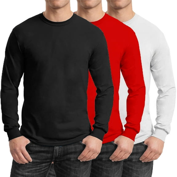 3-Pack Men's Long Sleeve Crew Neck Tee (S-2XL)