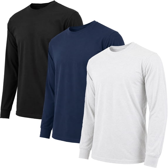 3-Pack Men's Long Sleeve Crew Neck Tee (S-2XL)