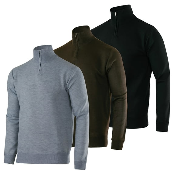 3 Pack: Men's Long-Sleeve Soft Touch Quarter-Zip Sweater