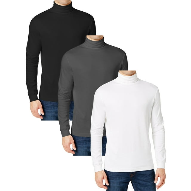 3-Pack Men's Long Sleeve Turtle Neck T-Shirt (Sizes, S to 2XL ...