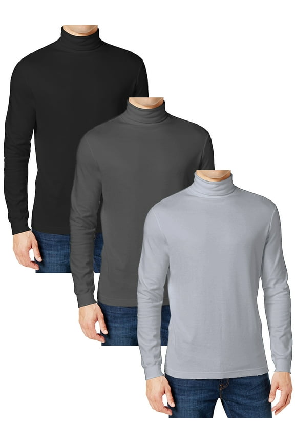 3-Pack Men's Long Sleeve Turtle Neck T-Shirt (Sizes, S to 2XL)