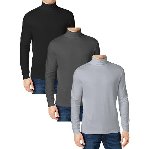 3-Pack Men's Long Sleeve Turtle Neck T-Shirt (Sizes, S to 2XL)