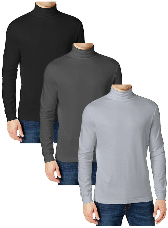3-Pack Men's Long Sleeve Turtle Neck T-Shirt (Sizes, S to 2XL)