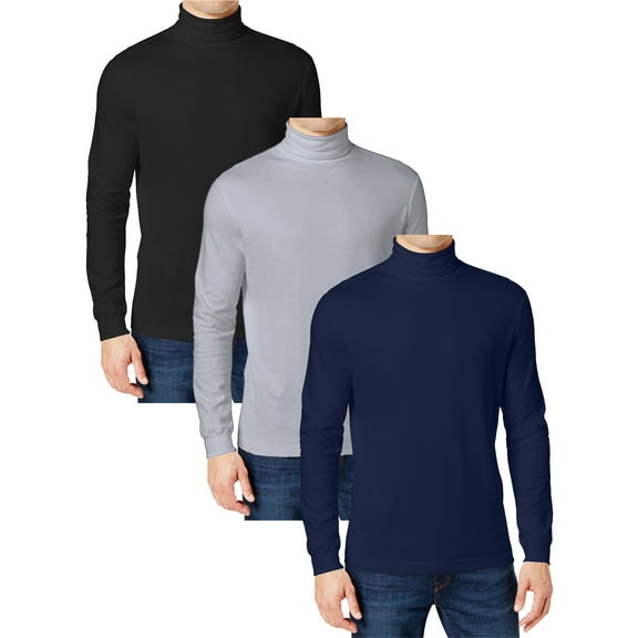 3-Pack Men's Long Sleeve Turtle Neck T-Shirt (Sizes, S to 2XL)