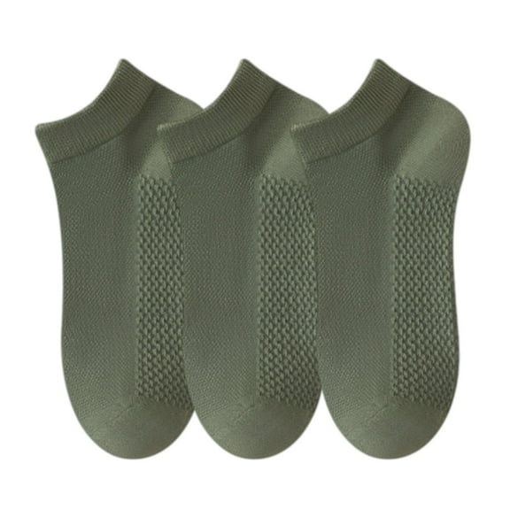 3-Pack Men’s Low Cut Cotton Ankle Socks with Breathable Mesh Knit and Odor-Resistant Antibacterial Design, Green