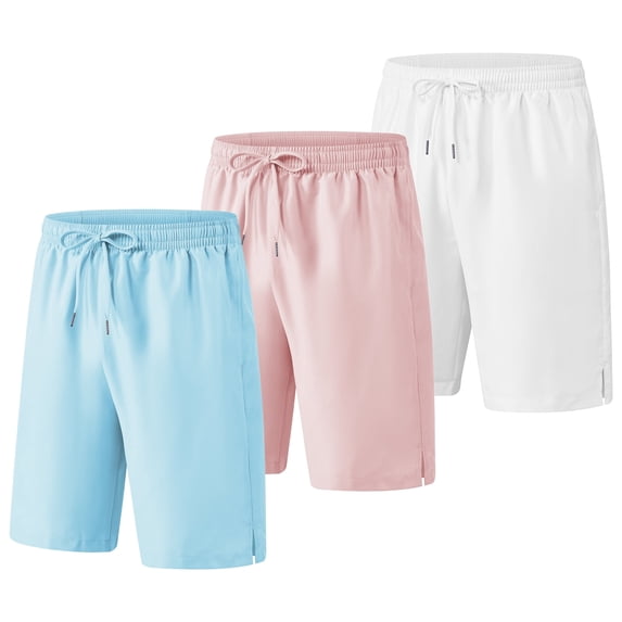 3 Pack Men's Swim Trunks Shorts with Mesh Lining Quick Dry Breathable Pockets for Summer Beach