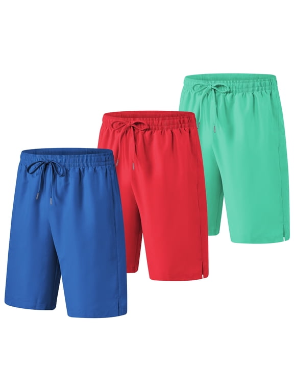 3 Pack Men's Swim Trunks Shorts with Mesh Lining Quick Dry Breathable Pockets for Summer Beach