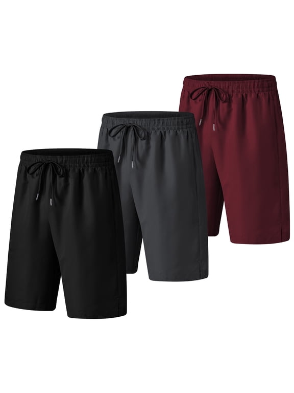 3 Pack Men's Swim Trunks Shorts with Mesh Lining Quick Dry Breathable Pockets for Summer Beach