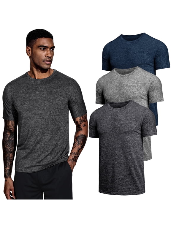 Men's 3-Pack Quick Dry Athletic T-Shirts, Moisture Wicking & Breathable Gym Workout Performance Active Tops for Running & Outdoor Work, 4XL