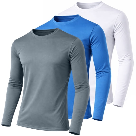 3-Pack Men's Moisture Wicking Long Sleeve Peformance Tagless Tee (Sizes, S-2XL)