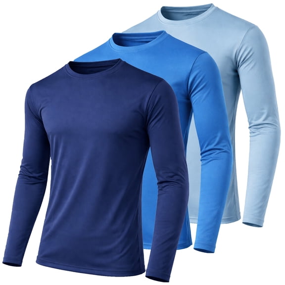 3-Pack Men's Moisture Wicking Long Sleeve Peformance Tagless Tee (Sizes, S-2XL)