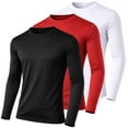 thumbnail image 1 of 3-Pack Men's Moisture Wicking Long Sleeve Peformance Tagless Tee (Sizes, S-2XL), 1 of 6