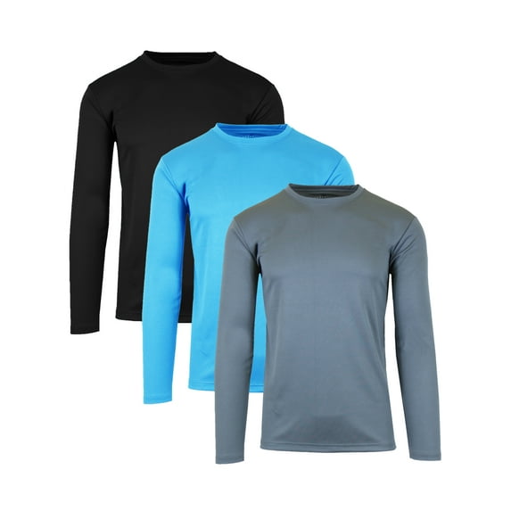 3-Pack Men's Moisture Wicking Long Sleeve Peformance Tagless Tee (Sizes, S-2XL)