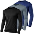 thumbnail image 1 of 3-Pack Men's Moisture Wicking Long Sleeve Peformance Tagless Tee (Sizes, S-2XL), 1 of 6