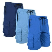 GALAXY BY HARVIC 3-Pack Men's Moisture Wicking Performance Quick Dry Cargo Shorts