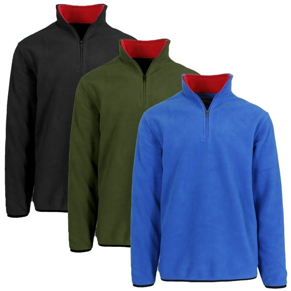 3-Pack Men's Polar Fleece Pullover Quarter Zip Sweater (Sizes, S-2XL)